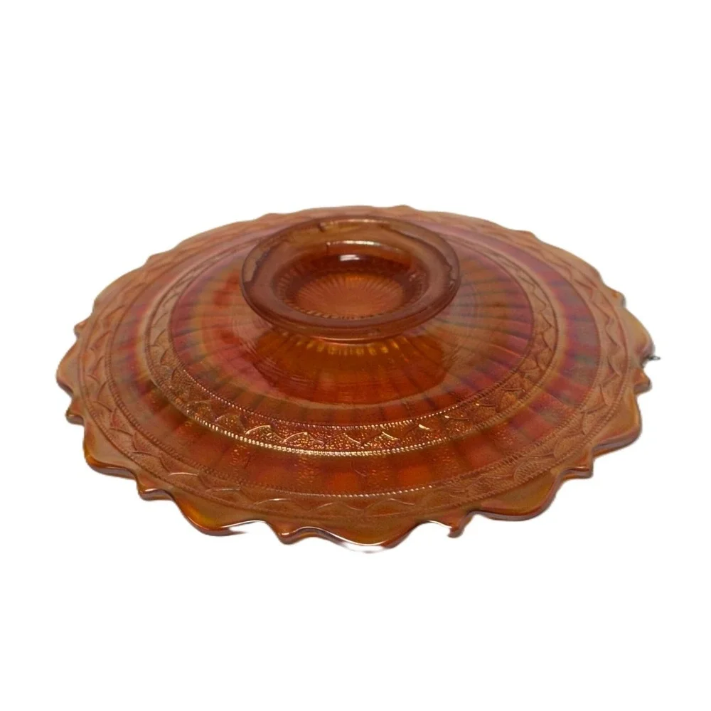 Fenton‎ Stippled Rays with Scale Band Marigold Carnival Glass Plate Antique 7